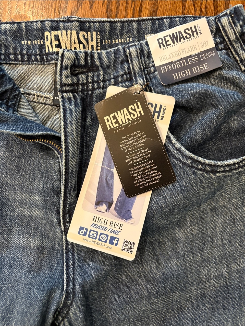 REWASH Wide Leg Distressed bottom jeans Size 27 - Picture 3 of 6